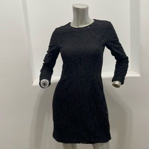 Steve Alan Fit And Flare Long Sleeve Mini Lace Black Dress Size 0